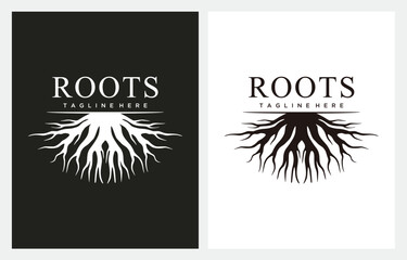 Root Tree Round Silhouette Simple logo design inspiration