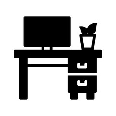 Vector solid black icon for Computer furniture