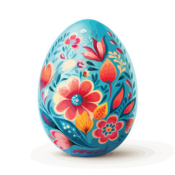 A close-up of a decorated Easter egg with a beautiful