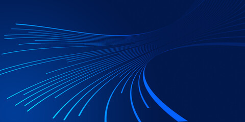Blue wavy lines on dark blue background. with gradient pattern stripes curve and futuristic tech background