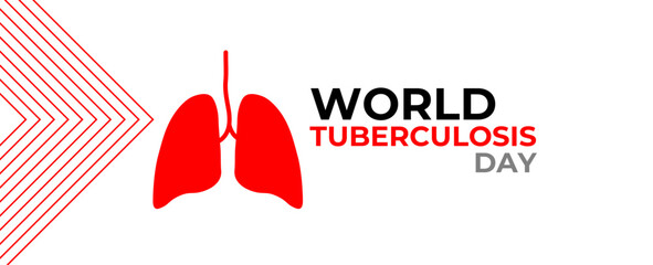 World Tuberculosis Day Vector Illustration. Suitable for greeting card, cover, card, flyer, website, ads, poster and banner. Awareness day concept. Important day. Red infected lung - obrazy, fototapety, plakaty