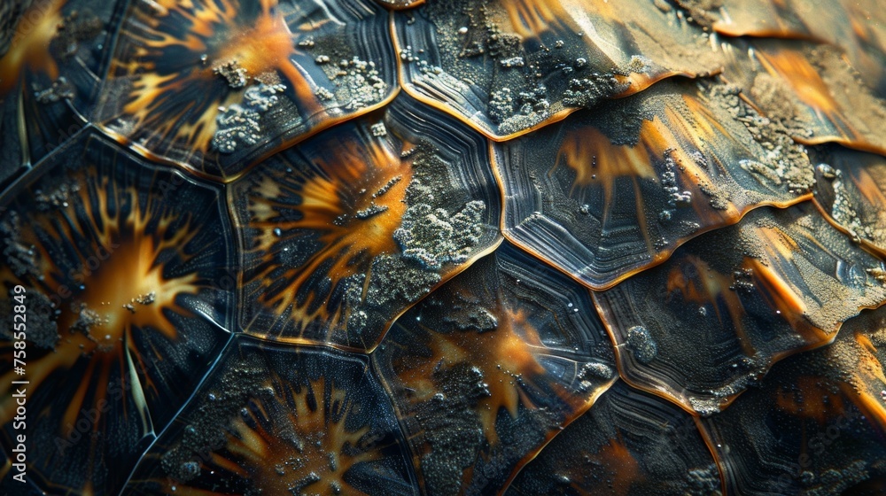 Aufkleber a close up of a sea turtles intricate shell reveals the intricacies of its growth and journey throug