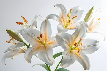 Naklejka na ściany i meble Appreciating Flora's Fragile Beauty: A High-Definition Close-Up of Flowers on a Bright White Backdrop