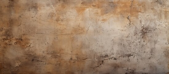 A detailed shot of a brown concrete wall texture with hints of wood and beige tones, resembling a...