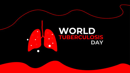 World Tuberculosis Day Vector Illustration on March 24 with Lungs and Bacteria to TB Awareness and Medical in Healthcare Flat Background. banner, cover, poster, card, web, flyer, brochure.