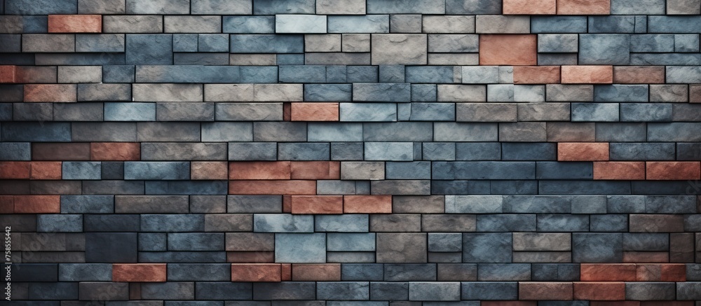 Poster a detailed closeup of brickwork on a building facade, showcasing the texture and pattern of the rect