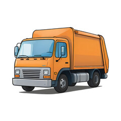 Garbage Truck Hand Drawn Cartoon Style Illustration