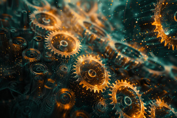 Fototapeta premium Mysterious mechanical gears and complex designs