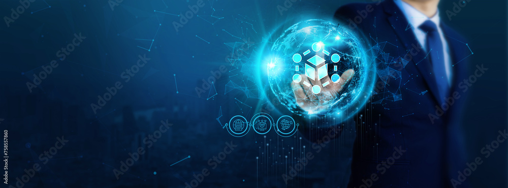 Poster entrepreneurial touch in blockchain-powered solutions for the well-being industry, delving into medi