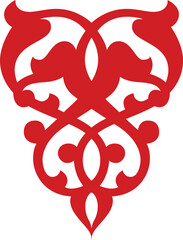 Vector red seamless Kazakh national ornament. Ethnic pattern of the nomadic peoples of the great steppe, the Turks. Border, frame Mongols, Kyrgyz, Buryats, Kalmyks.Borders and frames for sandblasting.