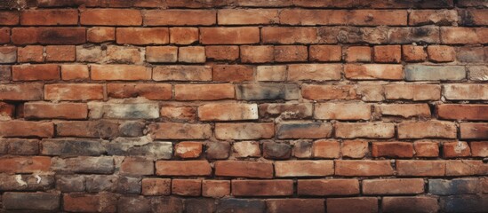 A detailed closeup of a brown brick wall showcasing numerous rectangular bricks. The building...