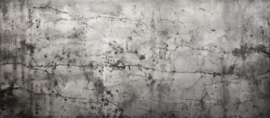 Fototapeta premium A monochrome photo of a concrete wall featuring a stark contrast between the rough texture of the concrete and the peaceful simplicity of the natural landscape in the background