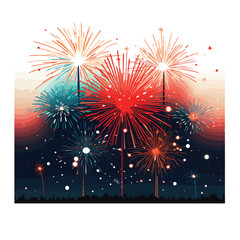A festive fireworks display bursting across a night