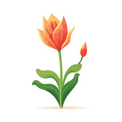 A flower bud about to bloom. flat vector illustration