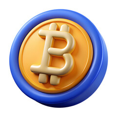 Bitcoin 3d icon symbol, 3d render style PNG icon of Bitcoin isolated on transparent background. Digital Currency Revolution, Bitcoin 3D PNG Illustration for Modern Finance Concepts