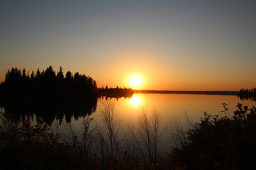 Setting Sun Over The Water, Elk Island National Park, Alberta