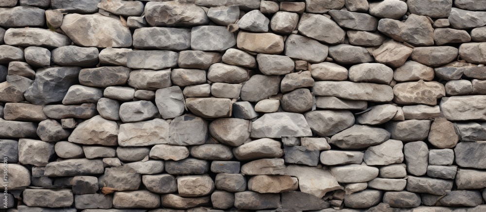 Aufkleber a detailed closeup of a stone wall constructed with large rocks, showcasing the intricate pattern an