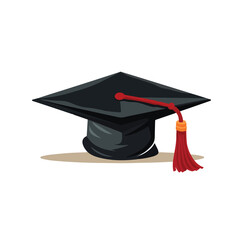 A graduation cap with a tassel. flat vector illustr