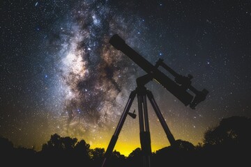 Image of a telescope pointing at the stars on a clear night.