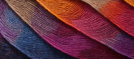 Close up of a variety of colorful feathers including purple, violet, magenta, and electric blue. Perfect for adding a pop of color to sportswear or textile linens