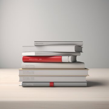 A close up image of a book pile on a tableStudio shot luxurious design elegant simplicity