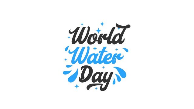 World water day video animated text. world water day concept video footage. Suitable for greeting card and world water day celebrations