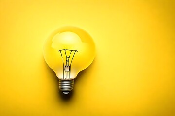 Light bulb floating on yellow background. - Powered by Adobe