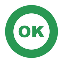 Green round OK sign. Vector.
