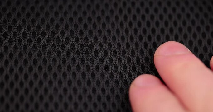 soft black ventilated mesh fabric with holes, black synthetic fabric for use in the manufacture of items