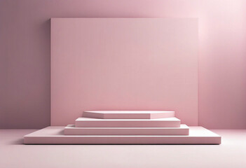 Podium  Geometric shape minimal and Modern concept Art pastel  pink wall scene