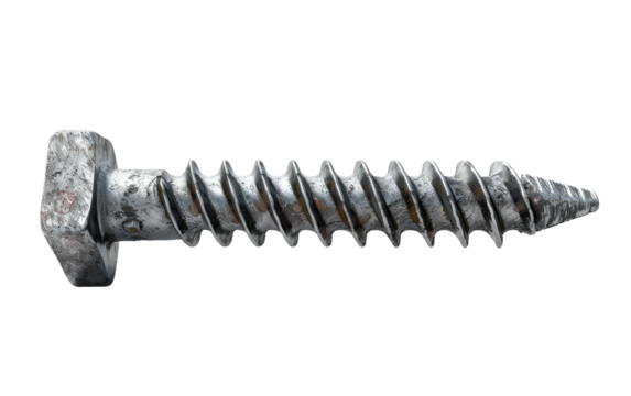 Massive Metal Screw isolated on transparent Background