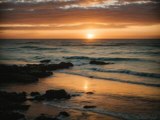 Sunset over the ocean on World Oceans Day