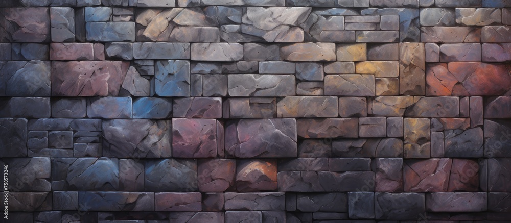 Aufkleber an upclose view of a brick wall showcasing the intricate pattern of the bricks. building material, b