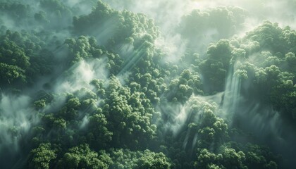 Forest view from above, aerial view forest as the lung of the world. wallpaper - obrazy, fototapety, plakaty