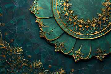 Greeting card for Ramadan festival in green, gold and elegant design