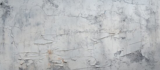 A detailed photo of a concrete wall with chipped paint, showcasing a unique pattern of peeling layers resembling a landscape art piece