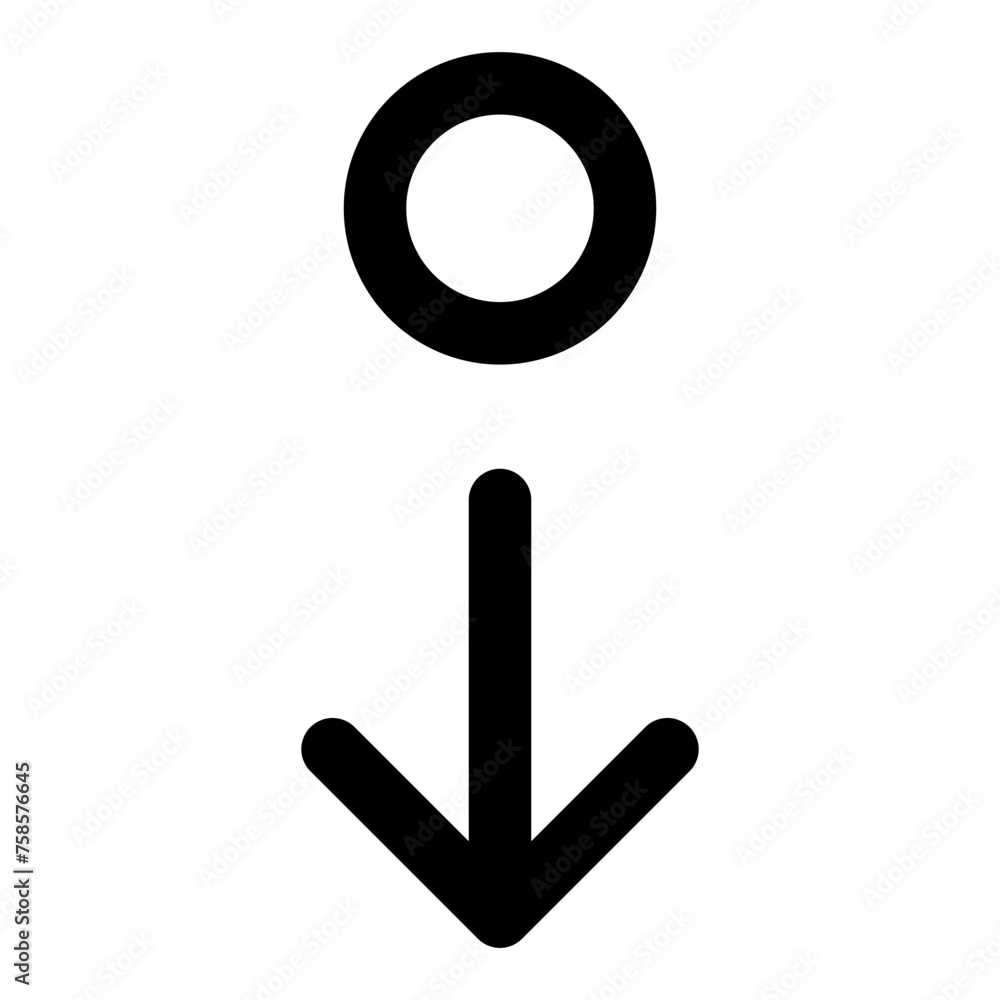 Poster move down arrow icon in outline style. simple alignment symbol vector illustration — pixel-perfect i