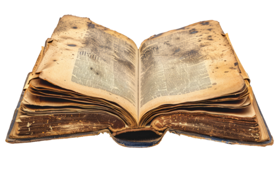 Old book isolated on transparent Background