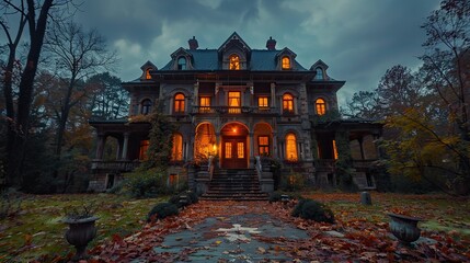 Obraz premium House decorated with horror items on Halloween day 