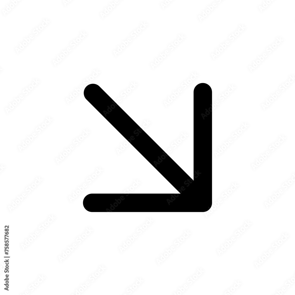 Poster bottom right arrow icon in outline style. simple direction symbol vector illustration — pixel-perfec