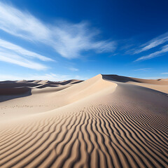 Fototapeta na wymiar Infinite Sands: A Majestic View of Endless Sand Dunes Kissing the Azure Sky