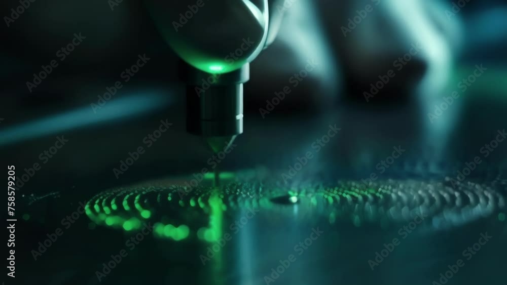 Poster a handson shot of a laboratory technician using a laser ablation technique to etch a material and fo