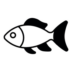 black vector fish icon on white background