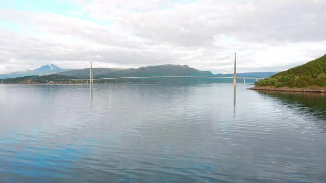 H&aring;logaland Bridge seen from the Ofotfjord in Narvik
