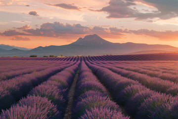 blooming field of lavender flowers
