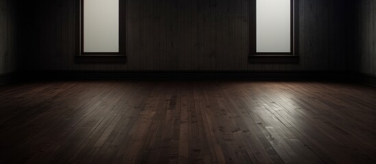 Empty bedroom with dark wooden floors