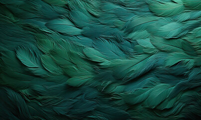 Abstract background with feather texture in green tones.