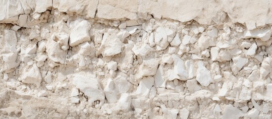 A detailed view of a bedrock stone wall with peeling white paint, creating a striking contrast...
