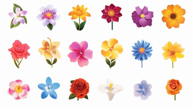 Icons of flowers - modern illustration