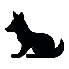 black vector fox icon on white background